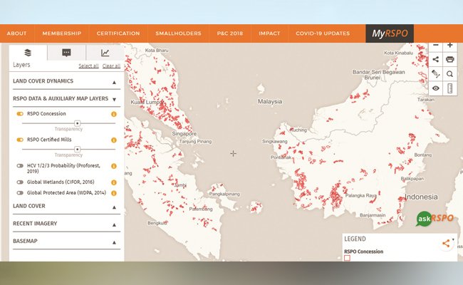 Peta Konsesi Sawit Anggota RSPO Bisa Diunduh
