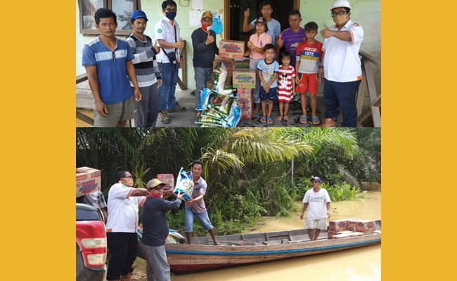 PT KMB Serahkan Bantuan Korban Banjir di Telaga Antang